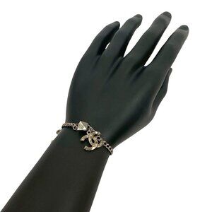CHANEL Silver Logo Charm Bracelet